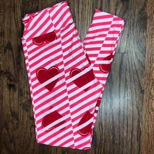 Holiday Valentine’s Day striped heart leggings